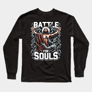 Battle for Souls, Jesus reaching out to save souls Long Sleeve T-Shirt